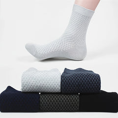 5Pairs Men's Vintage Crew Socks Breathable Deodorant Business Socks