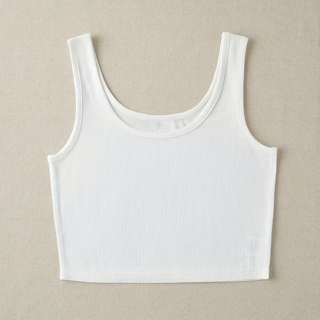 Women's Ribbed Racerback Cropped Sports Tank Top Sleeveless