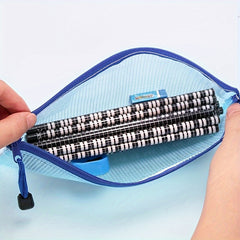5pcs Zipper Mesh Envelope File Storage Bag Receipt Pencil Bag