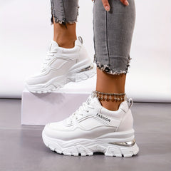 Women's Chunky Lace Up Sneakers Height Increased Casual Fashion Shoes