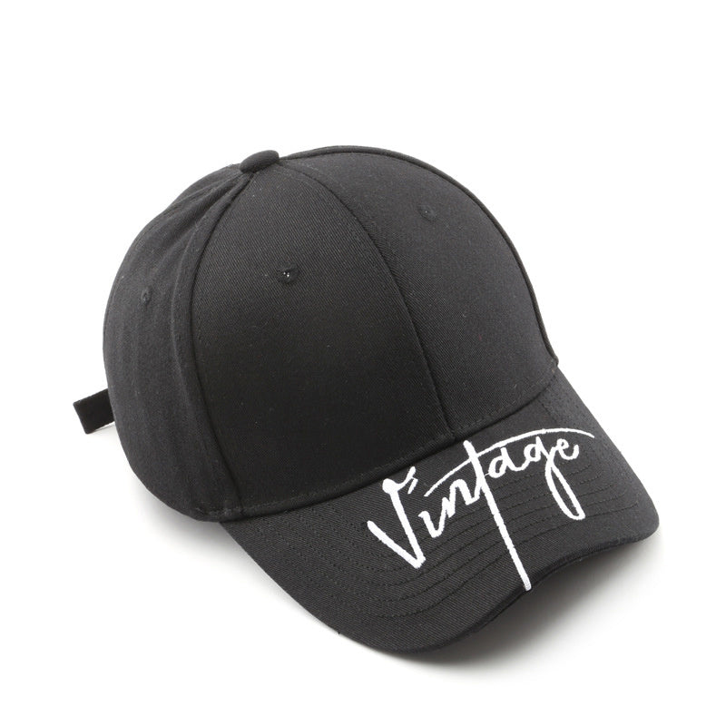 Adult Vintage Letter Embroidered Duck Tongue Cap Sun Protection Baseball Cap