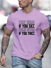 Men's Stay Home Look Letter Print T Shirt for Summer