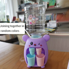 Kids Water Dispenser Bucket Cups Drinking Fountain Toy Pink
