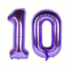 Giant Purple Number Helium Foil Balloons + Roll - Large Party Decoration