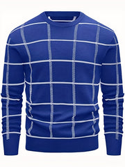 Men's Casual Plaid Sweater Loose Fit Comfy Pullover