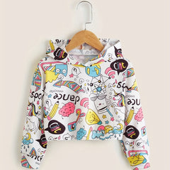 Casual Girls' Graffiti Cartoon Graphic Hoodie Long Sleeve Sweatshirt Top