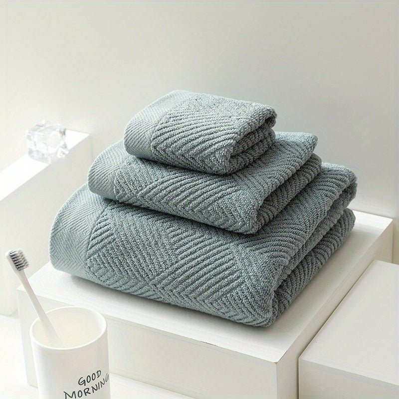 3pc Cotton Towel Set Soft & Absorbent Bathroom Towels