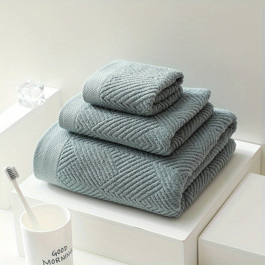 3pc Cotton Towel Set Soft & Absorbent Bathroom Towels