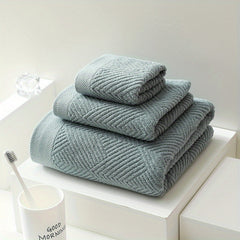 3pc Cotton Towel Set Soft & Absorbent Bathroom Towels