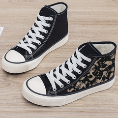 Skull Print Plush Lined Chunky Sneakers