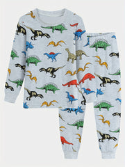 Boys Dino Graphic Loungewear Set Long Sleeve Pullover Top & Pants PJ Set