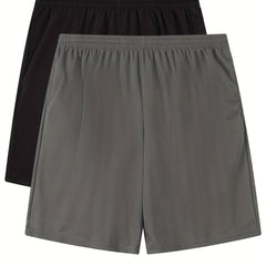 2pcs Quick Dry Comfy Men's Shorts Drawstring Athletic for Gym Workout