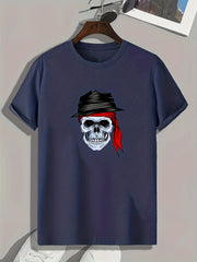 Skull Print Men's Graphic T-Shirt for Summer