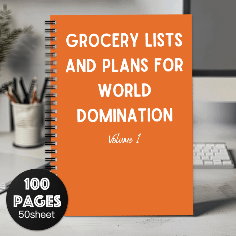 Fun Spiral Notebook Diary 1pc Grocery Lists and Plans for World Domination