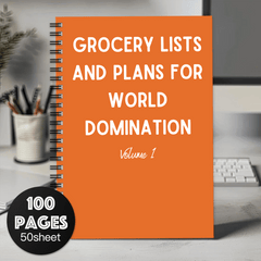 Fun Spiral Notebook Diary 1pc Grocery Lists and Plans for World Domination