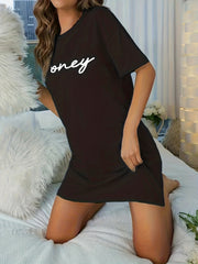 Casual Short Sleeve Crew Neck NightDress