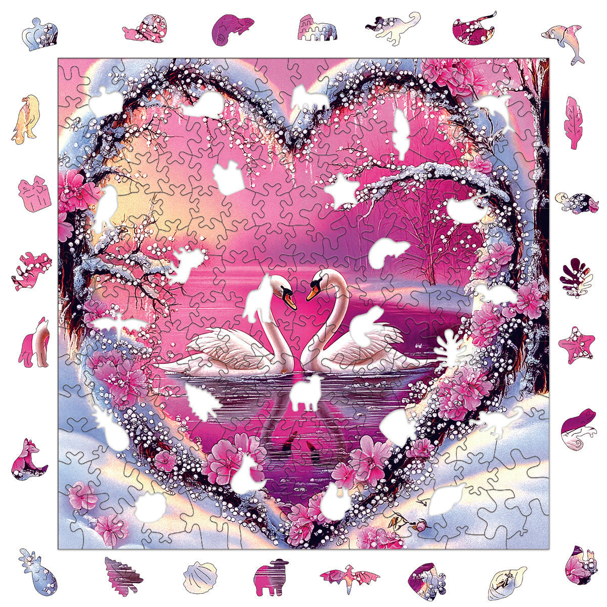Love Swan Hot Wooden Puzzle - Ages 3+ - Hell Difficulty - Gift Box
