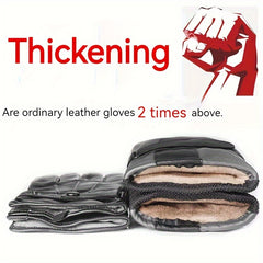 Warm Leather Cycling Gloves Men's Thickened Coldproof Windproof Touchable