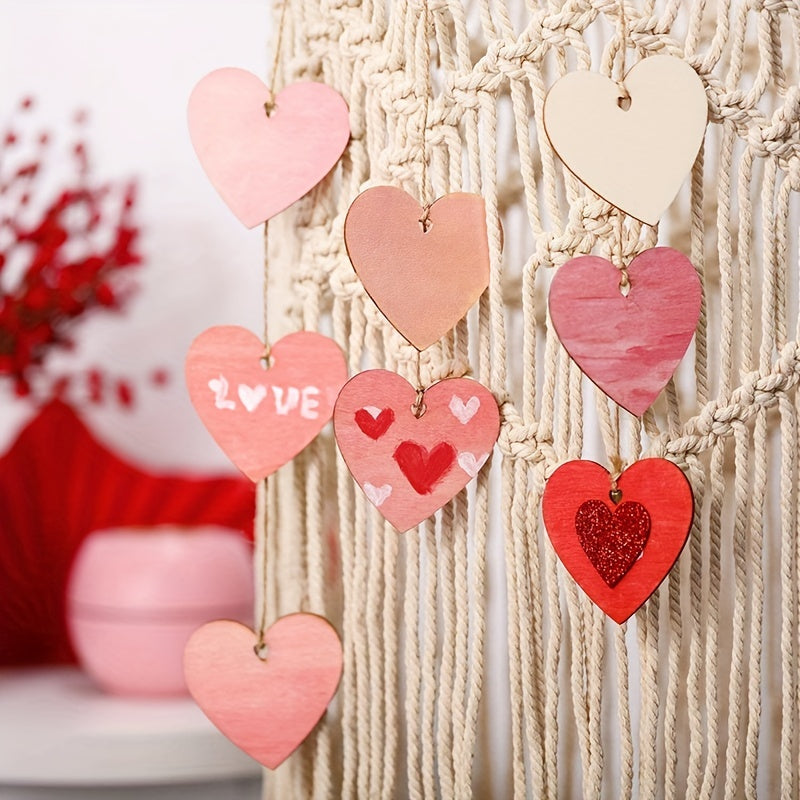 10pcs Love DIY Wooden Chips Blank Labels Heart Decor Rustic Wedding Decorations