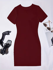 Short Sleeve Bodycon Tee Dress Crew Neck Casual