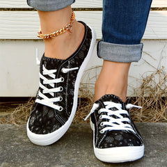 Women's Lace Canvas Shoes Round Toe Low Top