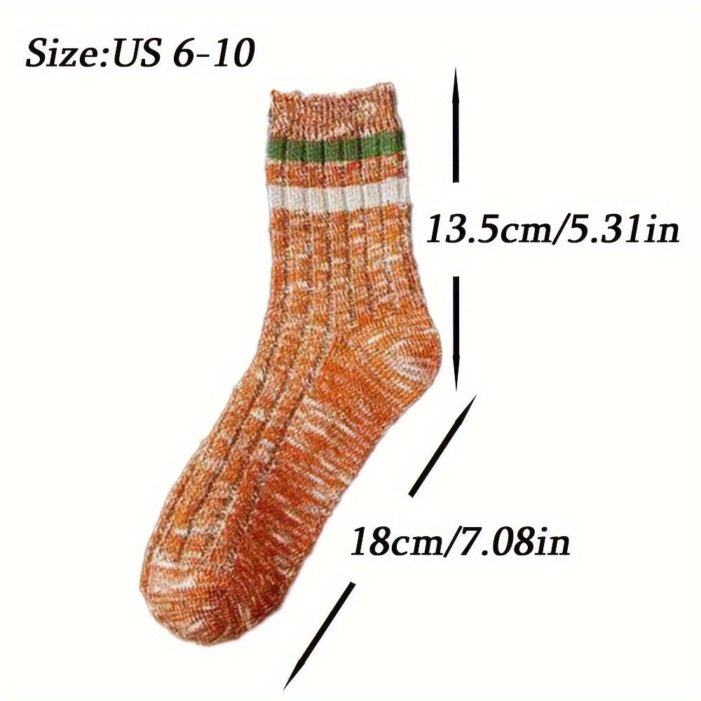 10 Pairs Men's Striped Crew Socks Comfortable Casual Unisex Outdoor All Seasons