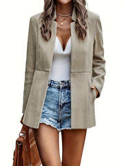 Solid Long Sleeve Blazer With Pockets