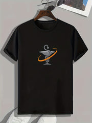Snake & Cup Print Men's Comfy T shirt Active Breathable Tee Outdoor Summer