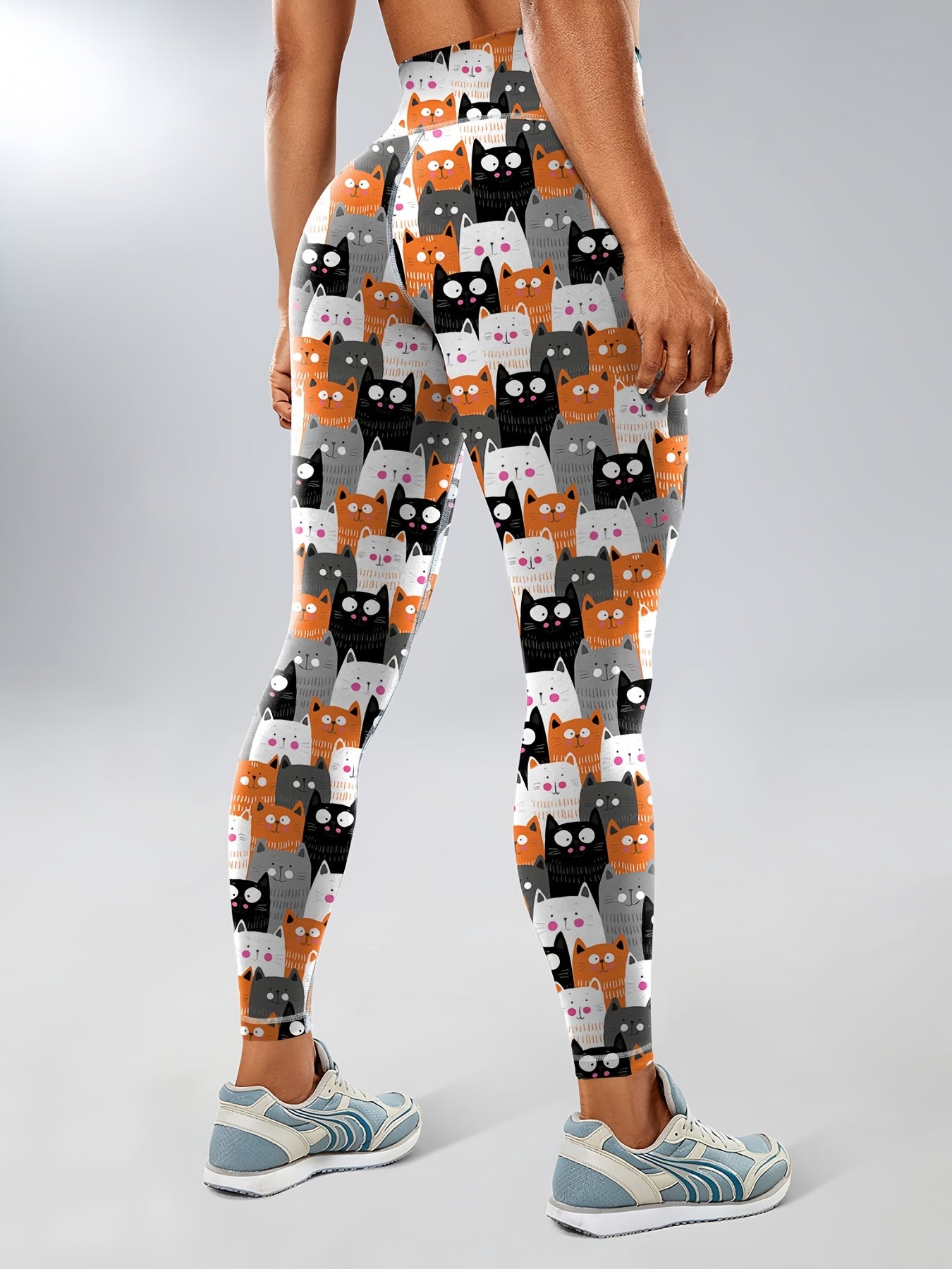 Halloween Cat Pumpkin Print Yoga Leggings High Waist Sports Tight Pants