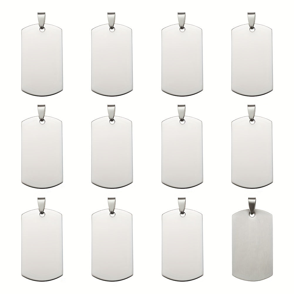 50pcs Stainless Steel Blank Tag Pendants Necklace Jewelry Making