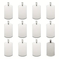 50pcs Stainless Steel Blank Tag Pendants Necklace Jewelry Making