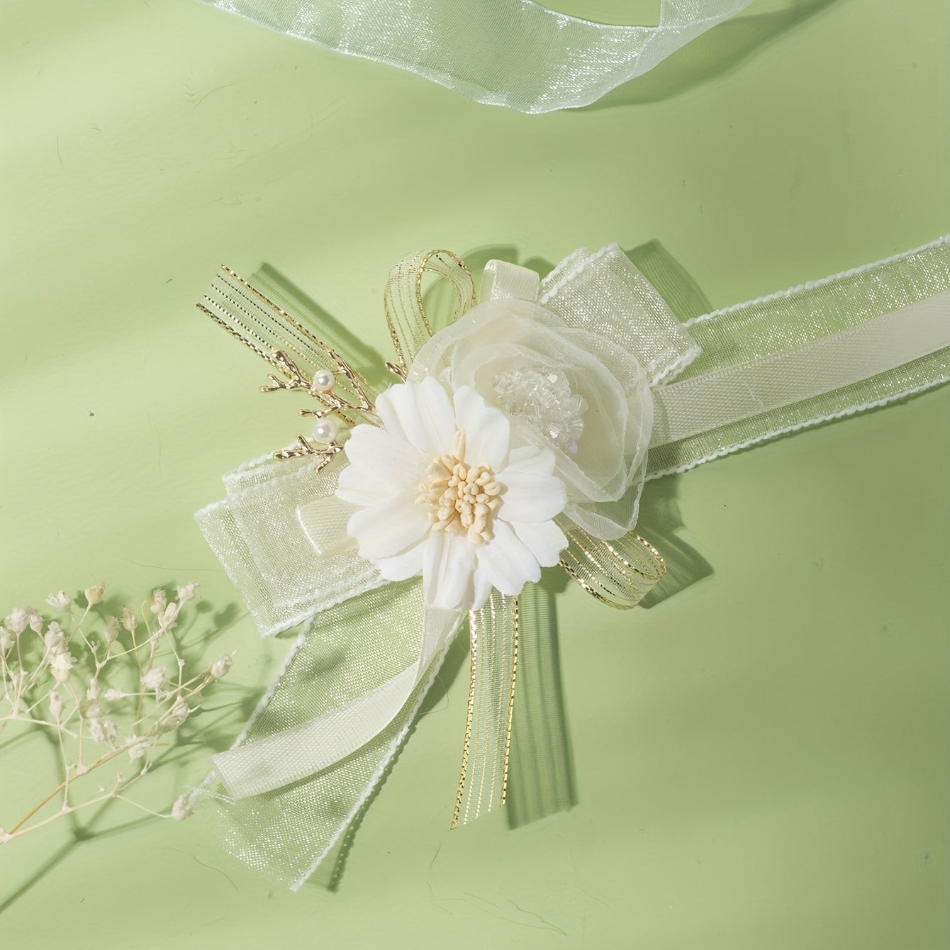 Faux Pearl Twig Bandage Wrist Flower For Party Wedding Accessories