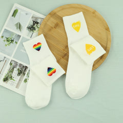 Heart Pattern Mid Tube Socks Women's Stockings