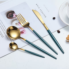 16pcs Stainless Steel Portuguese Steak Fork Spoon Set