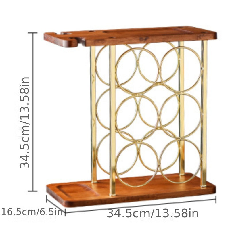 Small Wood Wine Rack with Glass Holder Countertop Stand
