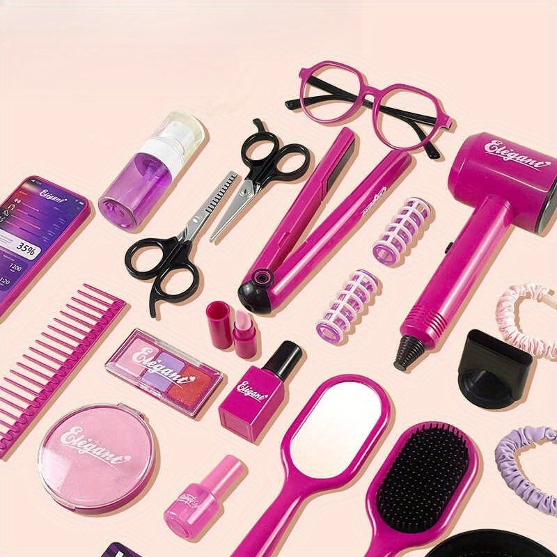 Hair Styling Playset for Girls with Hairdryer & Comb