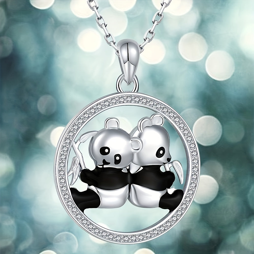 Panda Pendant Necklace Gemstones Clavicle Chain Jewelry Gift Men