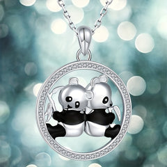 Panda Pendant Necklace Gemstones Clavicle Chain Jewelry Gift Men