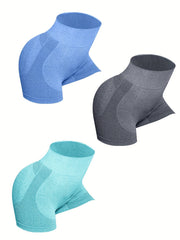 3pcs Seamless Yoga Sports Set High Waist Shorts Tummy Control