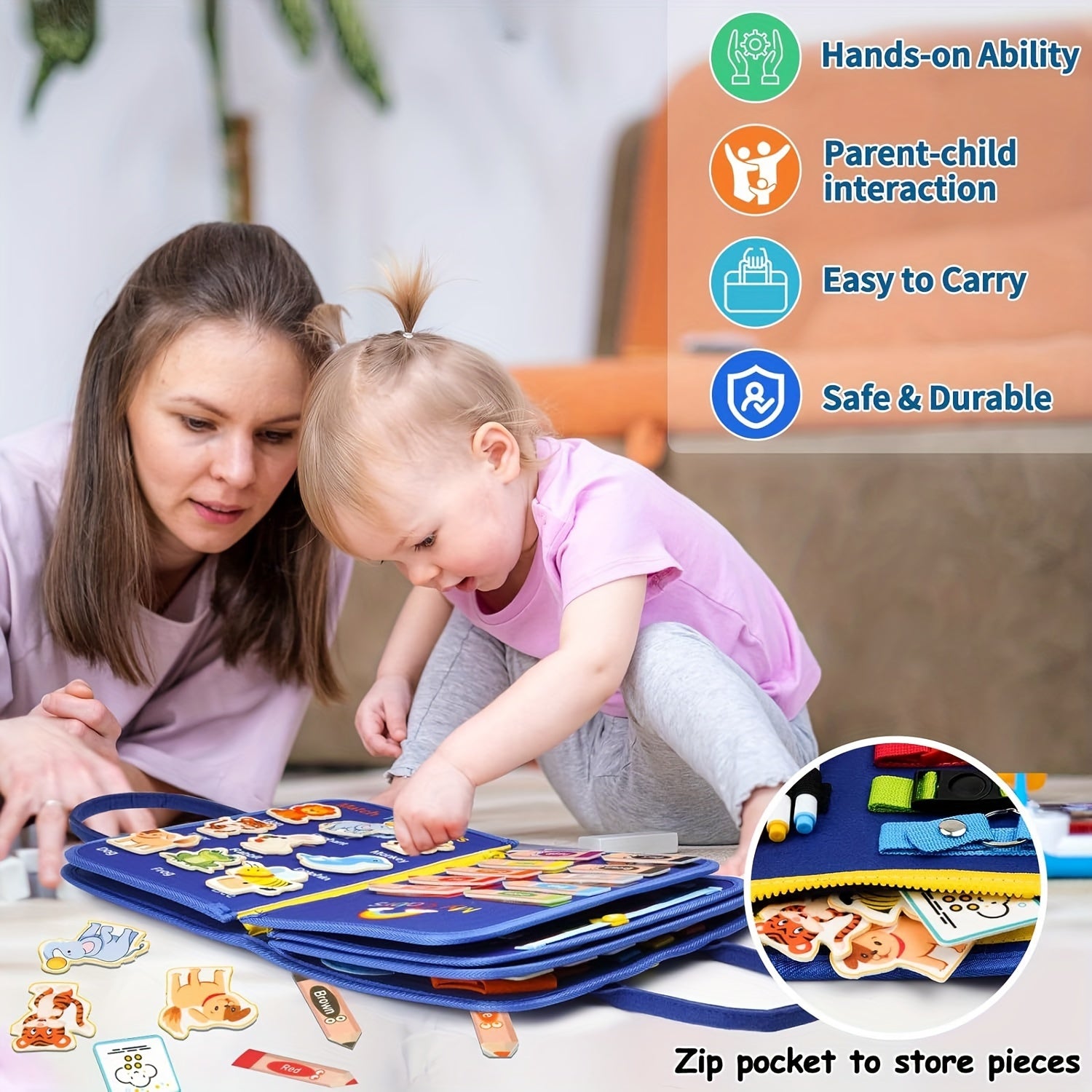 Busy Board for Toddlers 12 in 1 Sensory Toy