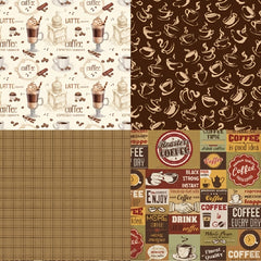 Coffee Themed DIY Scrapbook Stickers & Backgrounds Kit - 24 Sheets