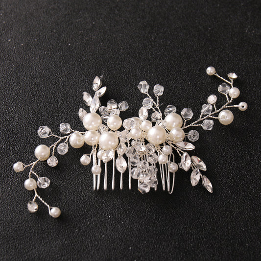 Vintage Style Faux Pearl Wedding Hair Comb with Rhinestones