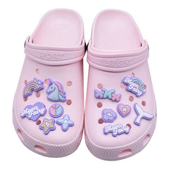 12pcs Purple Unicorn Shoe Charms For Clogs Jigs Sandals