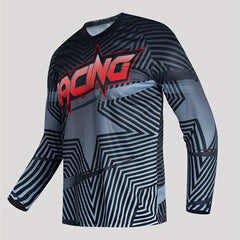 Men's Star & Letter Print Long Sleeve Top for Motorcycling