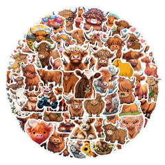 Highland Cow Stickers Vintage Vinyl Decals for Laptops Phones Cars Bikes