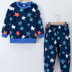 Star Pattern Flannel Pajamas 2pcs Set Thermal PJ Boy's Loungewear