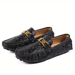 Men's Metallic Decor Loafer Shoes Non slip Moccasin