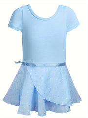 Girls Comfy Dance Suit Leotard Romper Skirt Leggings Set