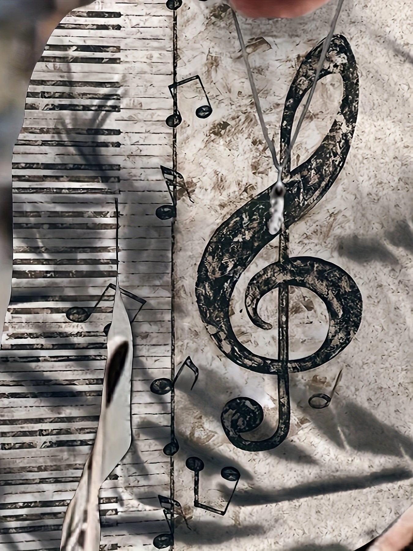 Musical Note Print Men's Graphic Sweatshirt for Winter