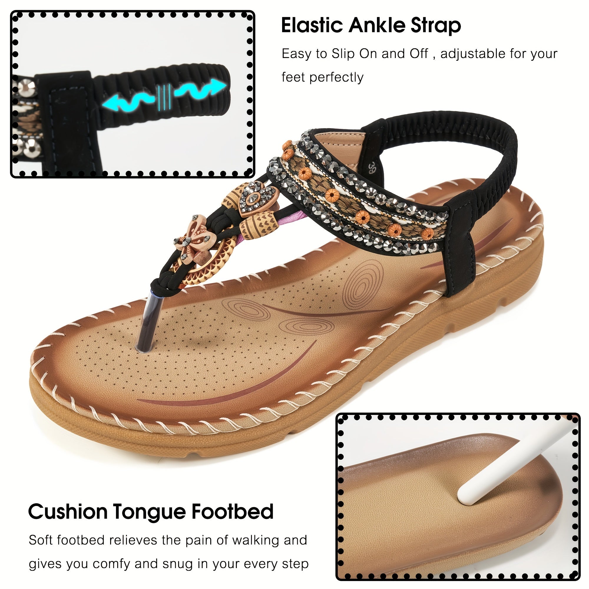 Ethnic Style Butterfly Decor Flat Sandals